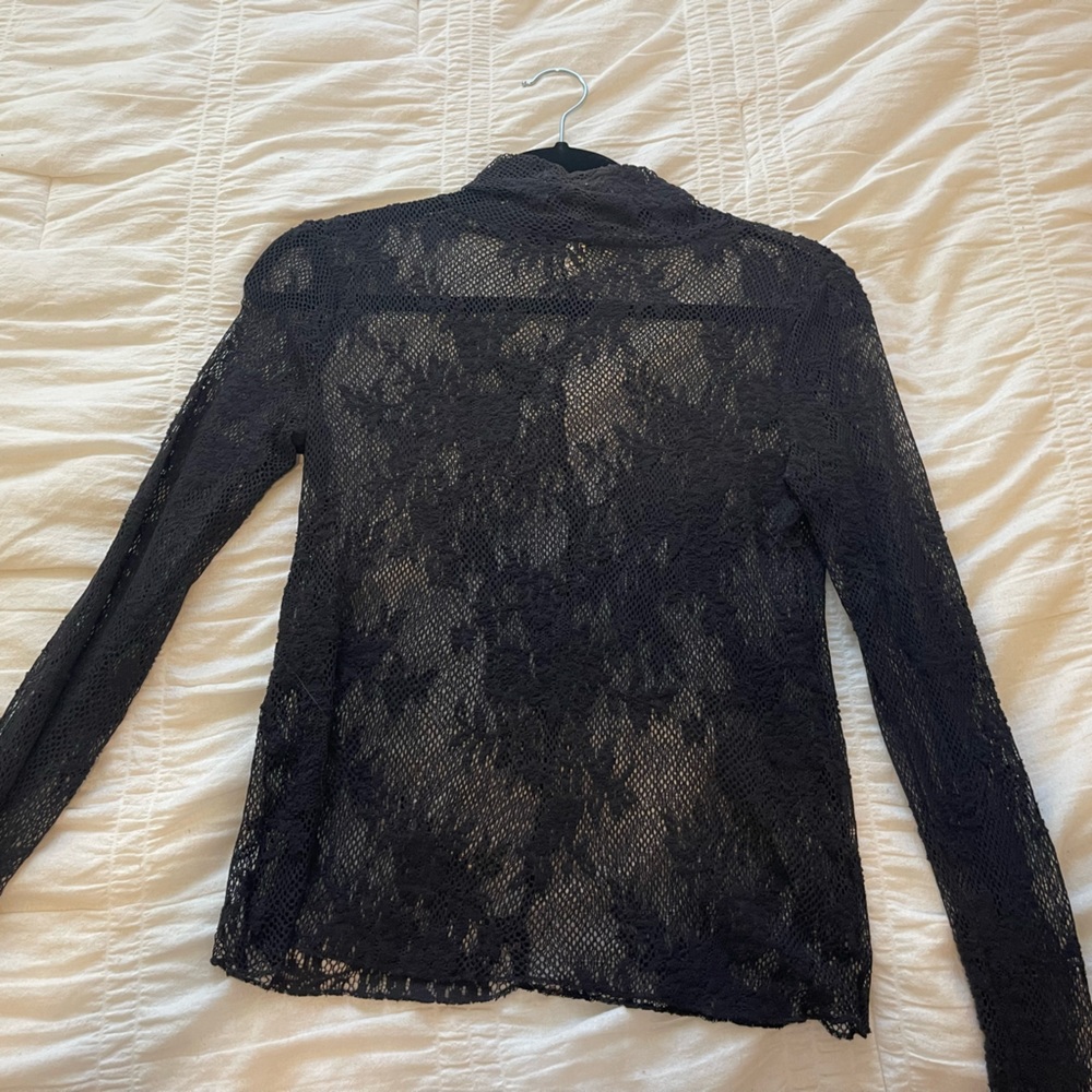 Free People Black Lace Mock Neck XS